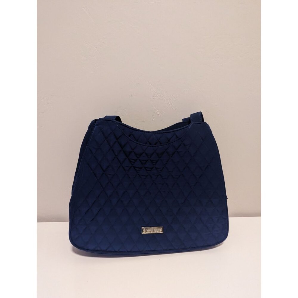 Vera Bradley Navy Blue Quilted Microfiber Handbag Shoulder Tote